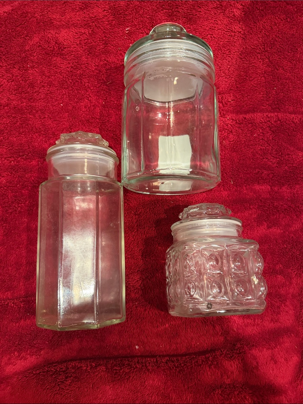 Set of 3 Clear Glass Apothecary Jars with Lids